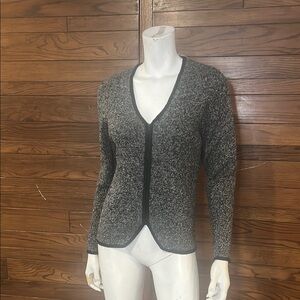 Jessica Small Gray and Black Tailored Cardigan Sweater